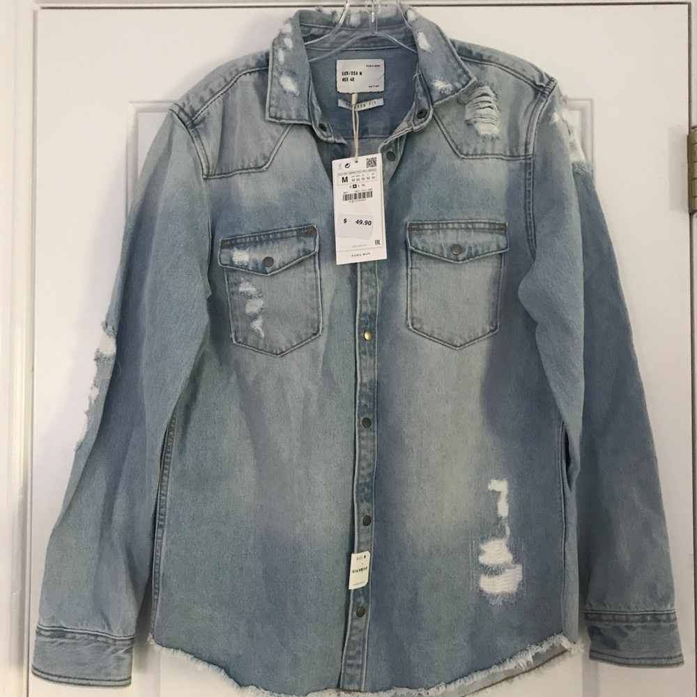 ZARA RAW HEM DENIM JACKET